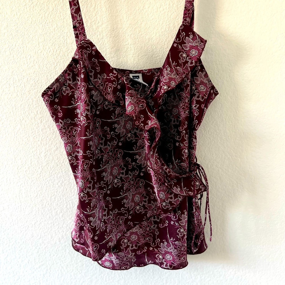 GAP flirty satin wrap front tank top